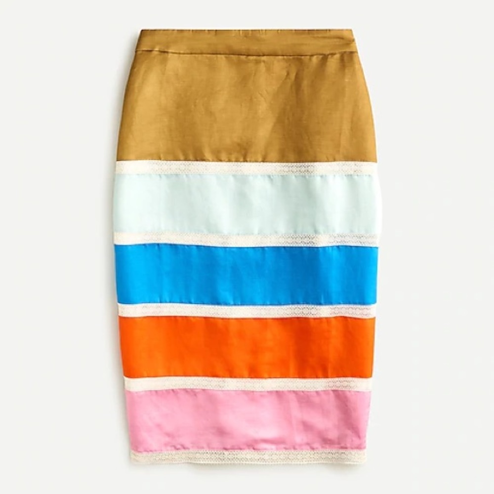 Crochet ribbon skirt in colorblock